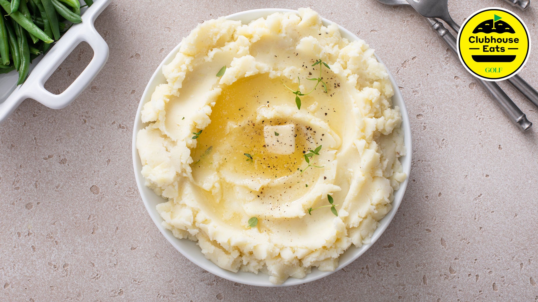 Mashed potatoes in a serving bowl, traditional side dish for every day dinner or celebration