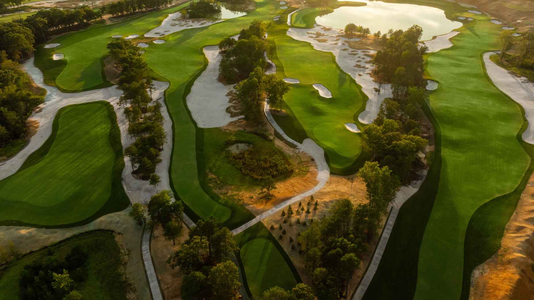 An aerial view of Tiger Woods-designed Trout National